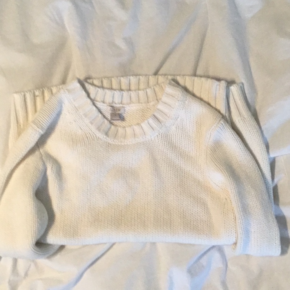 J crew crew neck wool sweater small cream